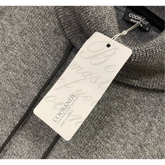 NWT COOFANDY Pullover Sweater Men's XL Gray Soft Knit Cowl Style Funnel Neck New - Picture 6 of 9